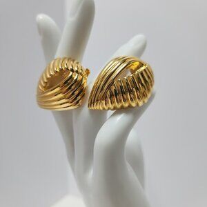 Premier Designs Yellow Gold Tone Clip Earrings #2024